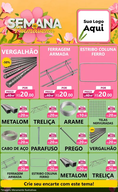 Modelo de Encarte para Encarte Grande com o tema Semana da Primavera para Ferragens