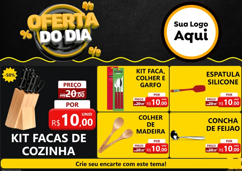 Modelo de Encarte para Encarte A4 Horizontal com o tema Oferta Do Dia para Utilidades Domésticas