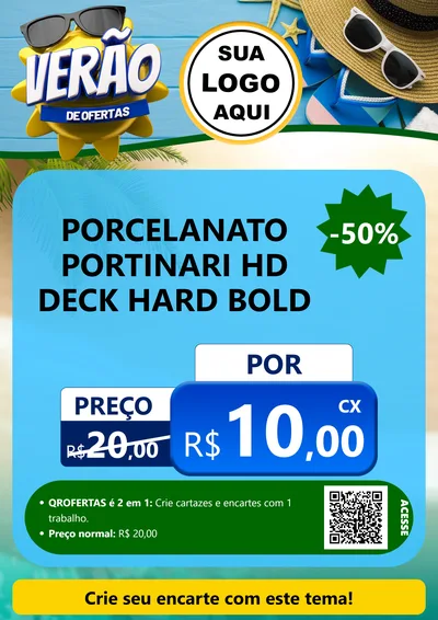 Modelo de Cartaz para Cartaz A4 Vertical com o tema Verão de Ofertas para Pisos e revestimentos