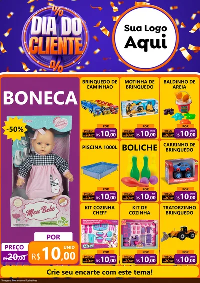 Modelo de Encarte para Encarte A4 Vertical com o tema Dia do Cliente para Brinquedos