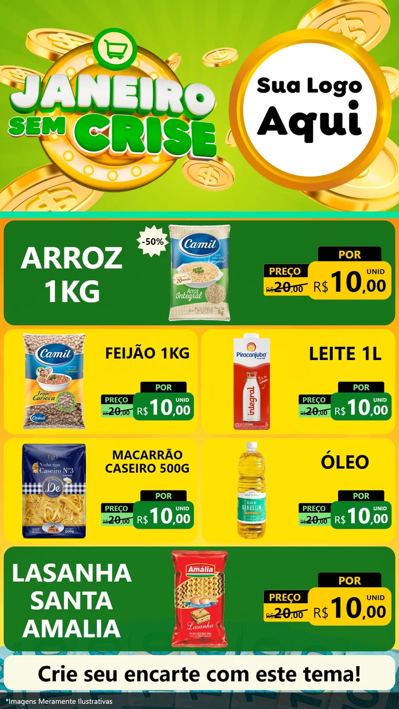 Modelo de TV para TV Vertical com o tema Janeiro Sem Crise para Supermercado
