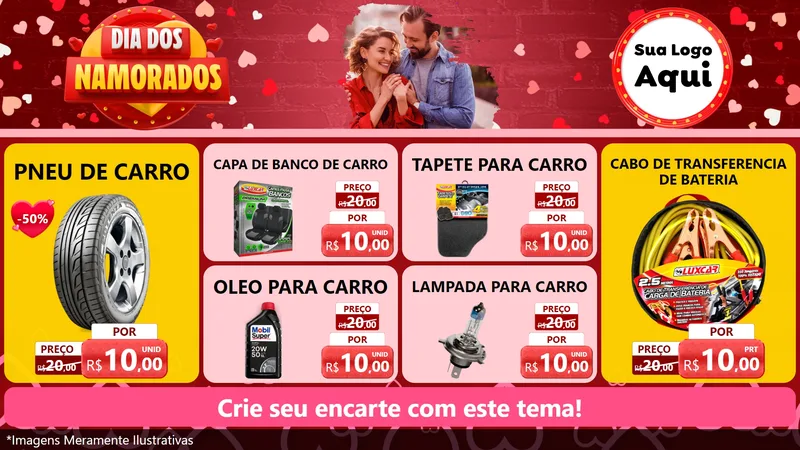 Modelo de TV para TV Horizontal com o tema Dia Dos Namorados para Auto peças