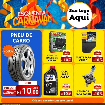 Modelo de Rede Social para Feed Facebook com o tema Esquenta de Carnaval para Auto peças