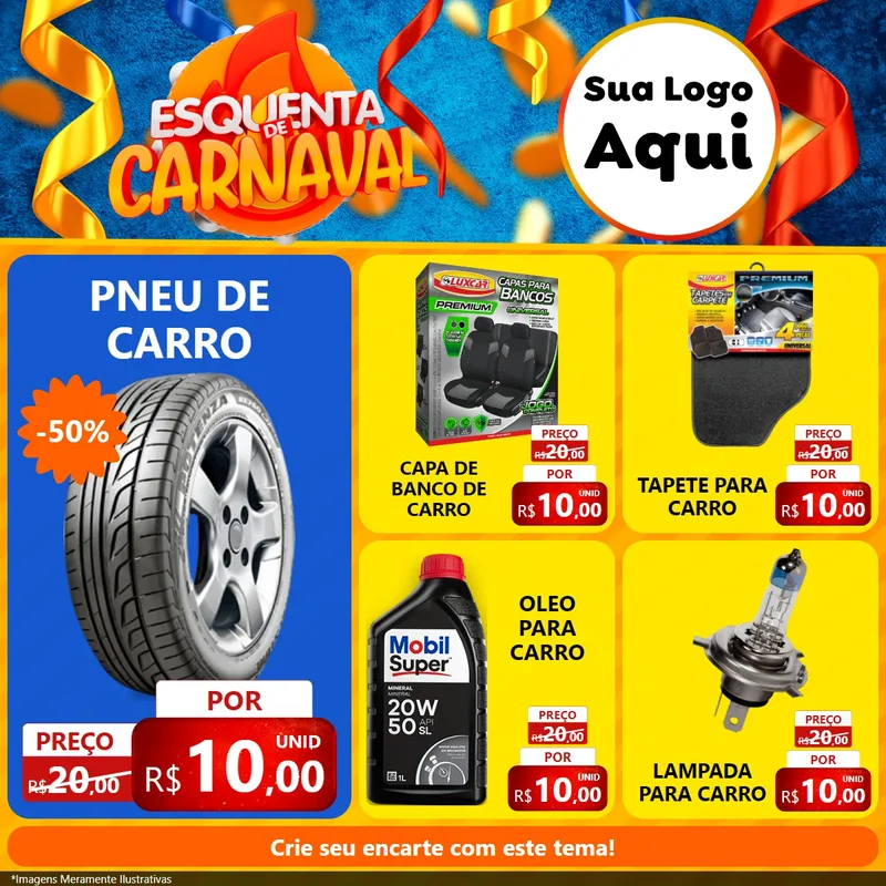 Modelo de Rede Social para Feed Facebook com o tema Esquenta de Carnaval para Auto peças