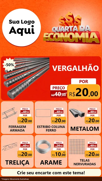 Modelo de Rede Social para Stories com o tema Quarta da Economia para Ferragens