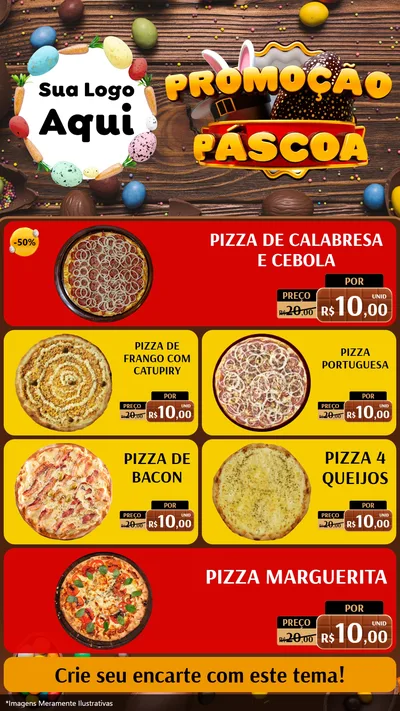 Modelo de TV para TV Vertical com o tema Promoção Páscoa para Pizzaria