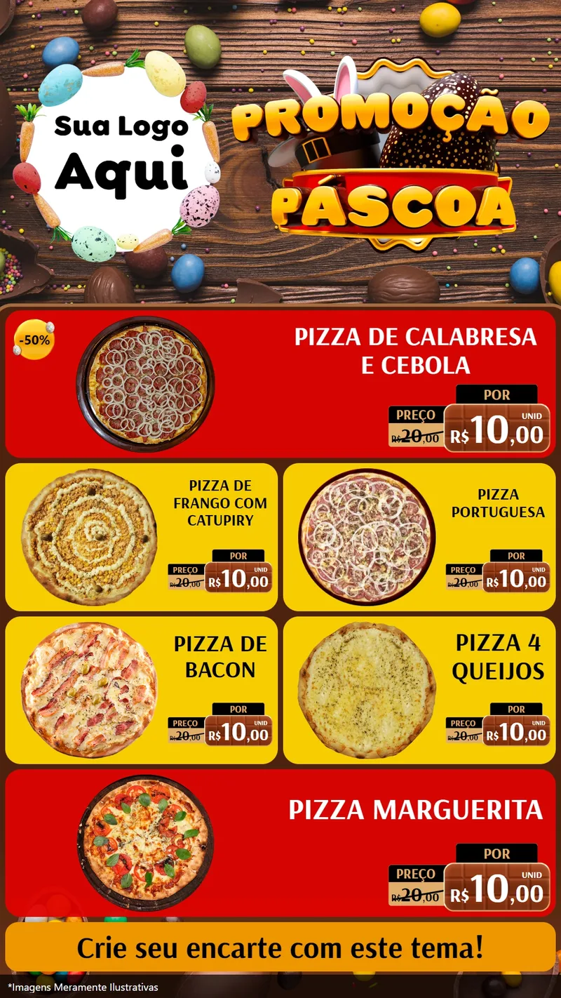 Modelo de TV para TV Vertical com o tema Promoção Páscoa para Pizzaria