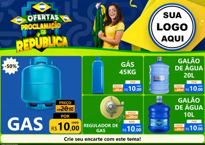 Modelo de Encarte para Encarte A4 Horizontal com o tema Ofertas Proclamação da República para Água e gás