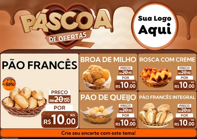 Modelo de Encarte para Encarte A4 Horizontal com o tema Páscoa de Ofertas para Padaria