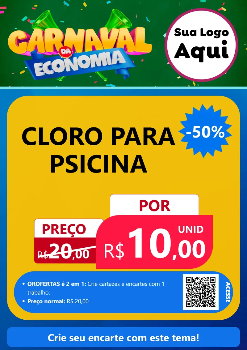 Modelo de Cartaz para Cartaz A4 Vertical com o tema Carnaval da Economia para Produtos para Piscina