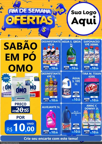 Modelo de Encarte para Encarte A4 Vertical com o tema Fim de Semana de Ofertas para Produtos de Limpeza