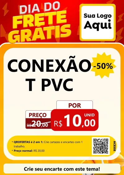 Modelo de Cartaz para Cartaz A4 Vertical com o tema Dia do Frete Grátis para Tubos e conexões