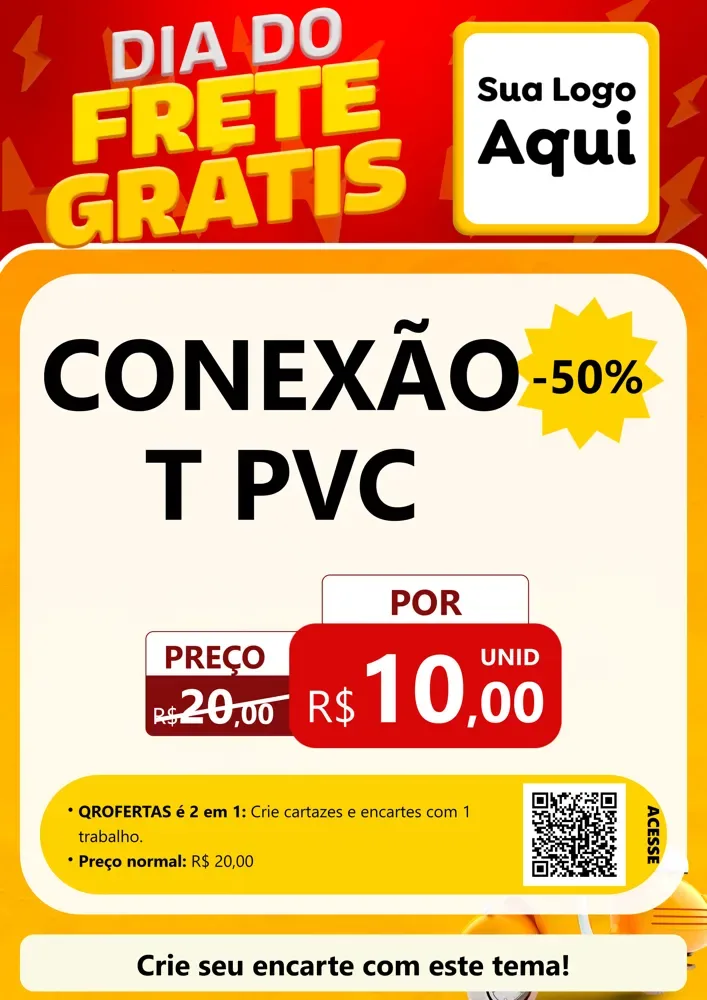 Modelo de Cartaz para Cartaz A4 Vertical com o tema Dia do Frete Grátis para Tubos e conexões