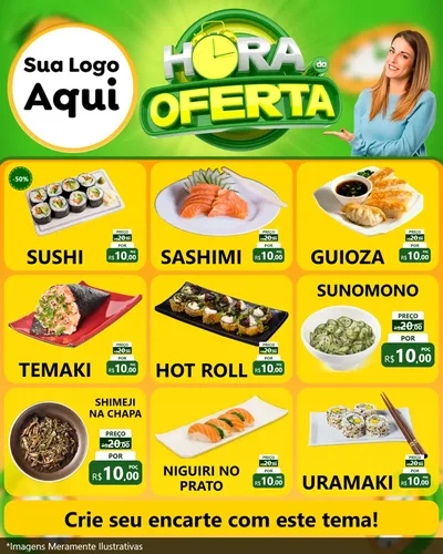 Modelo de Rede Social para Feed Instagram com o tema Hora da Oferta para Comida japonesa