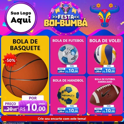 Modelo de Rede Social para Feed Facebook com o tema Festa Boi-Bumbá para Artigos Esportivos
