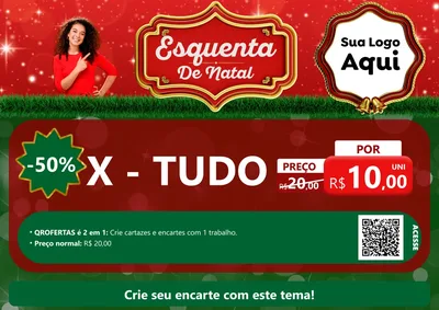 Modelo de Cartaz para Cartaz A4 Horizontal com o tema Esquenta de Natal para Hamburgueria