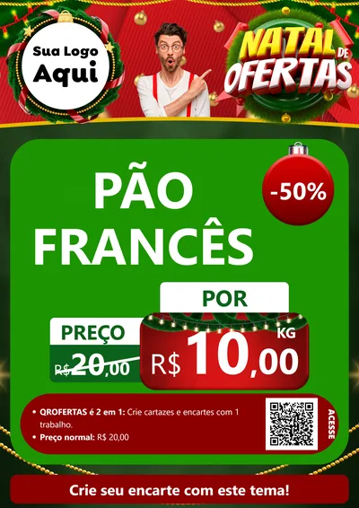 Modelo de Cartaz para Cartaz A4 Vertical com o tema Natal de Ofertas para Padaria