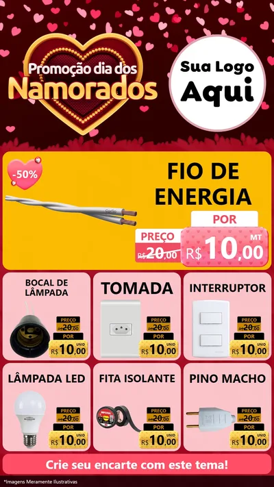 Modelo de Rede Social para Stories com o tema Promoção Dia Dos Namorados para Materiais Elétricos
