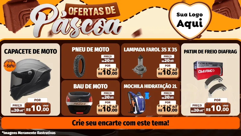 Modelo de TV para TV Horizontal com o tema Ofertas de Páscoa para Moto peças