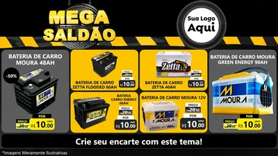 Modelo de TV para TV Horizontal com o tema Mega Saldão para Baterias Elétricas
