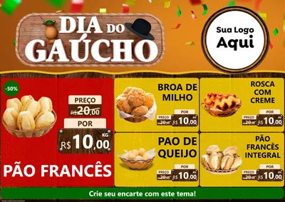 Modelo de Encarte para Encarte A4 Horizontal com o tema Dia do Gaúcho para Padaria