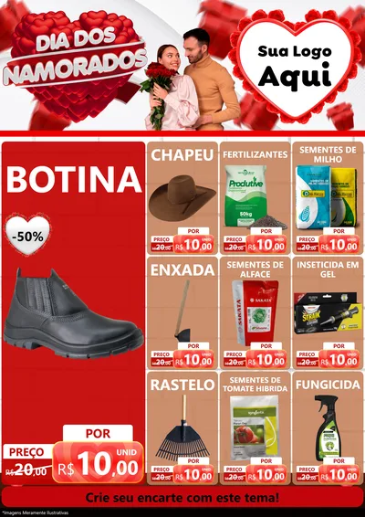 Modelo de Encarte para Encarte A4 Vertical com o tema Dia dos Namorados para Agropecuária