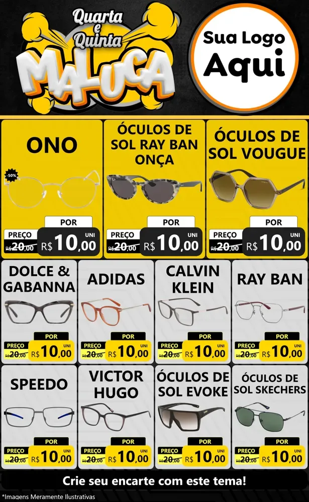 Modelo de Encarte para Encarte Grande com o tema Quarta e Quinta Maluca para Óticas