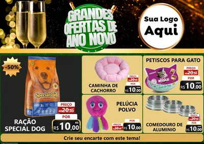 Modelo de Encarte para Encarte A4 Horizontal com o tema Grandes Ofertas de Ano Novo para Pet Shop