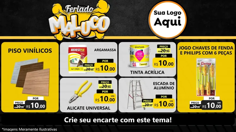 Modelo de TV para TV Horizontal com o tema Feriado Maluco para Material para Construção