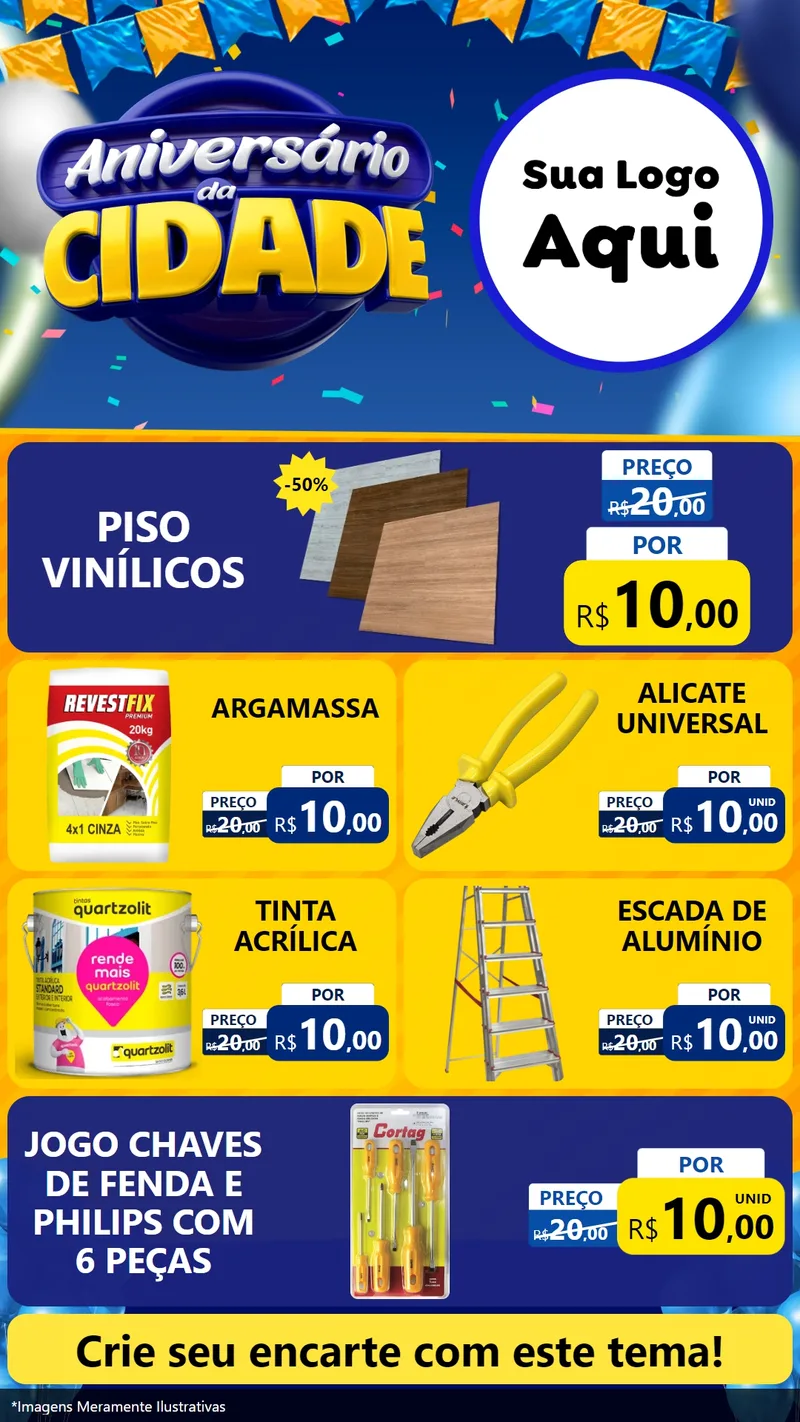 Modelo de TV para TV Vertical com o tema Aniversário da Cidade para Material para Construção