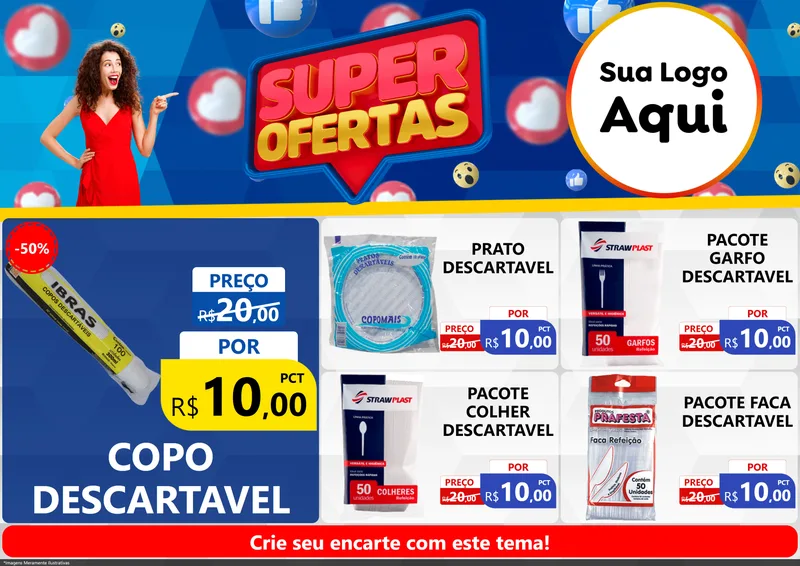 Modelo de Encarte para Encarte A4 Horizontal com o tema Super Ofertas para Embalagens