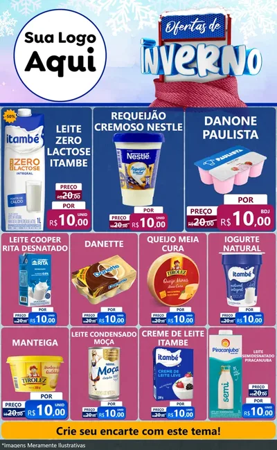 Modelo de Encarte para Encarte Grande com o tema Ofertas de Inverno para Frios e Laticínios