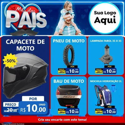 Modelo de Rede Social para Feed Facebook com o tema Mês Dos Pais para Moto peças
