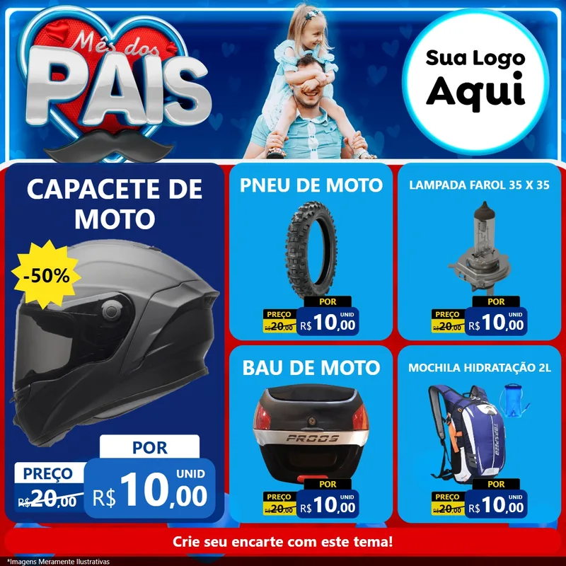 Modelo de Rede Social para Feed Facebook com o tema Mês Dos Pais para Moto peças