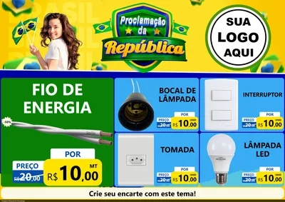 Modelo de Encarte para Encarte A4 Horizontal com o tema Proclamação da República para Materiais Elétricos