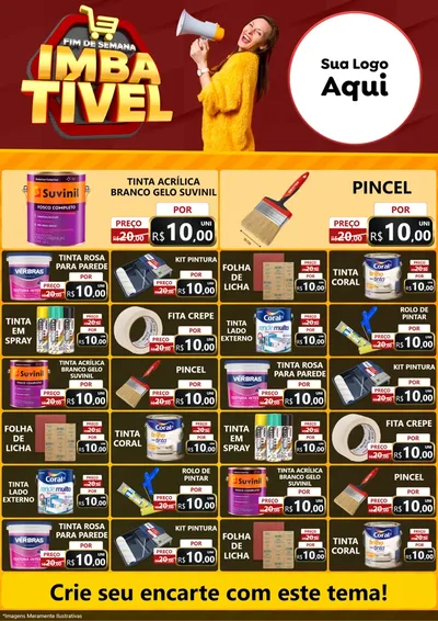 Modelo de Encarte para Encarte A4 Vertical com o tema Fim de Semana Imbatível para Tintas e Ferramentas