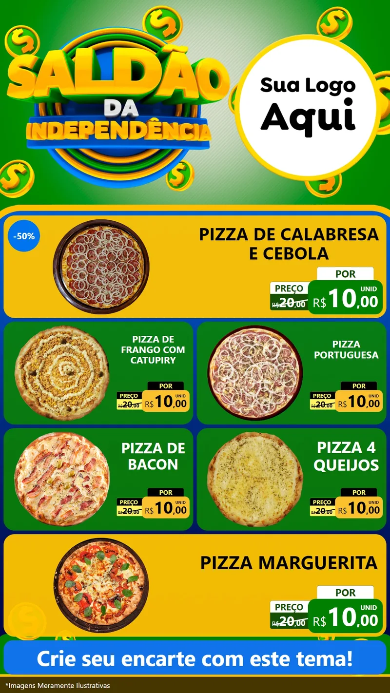 Modelo de TV para TV Vertical com o tema Saldão da Indepêndencia para Pizzaria