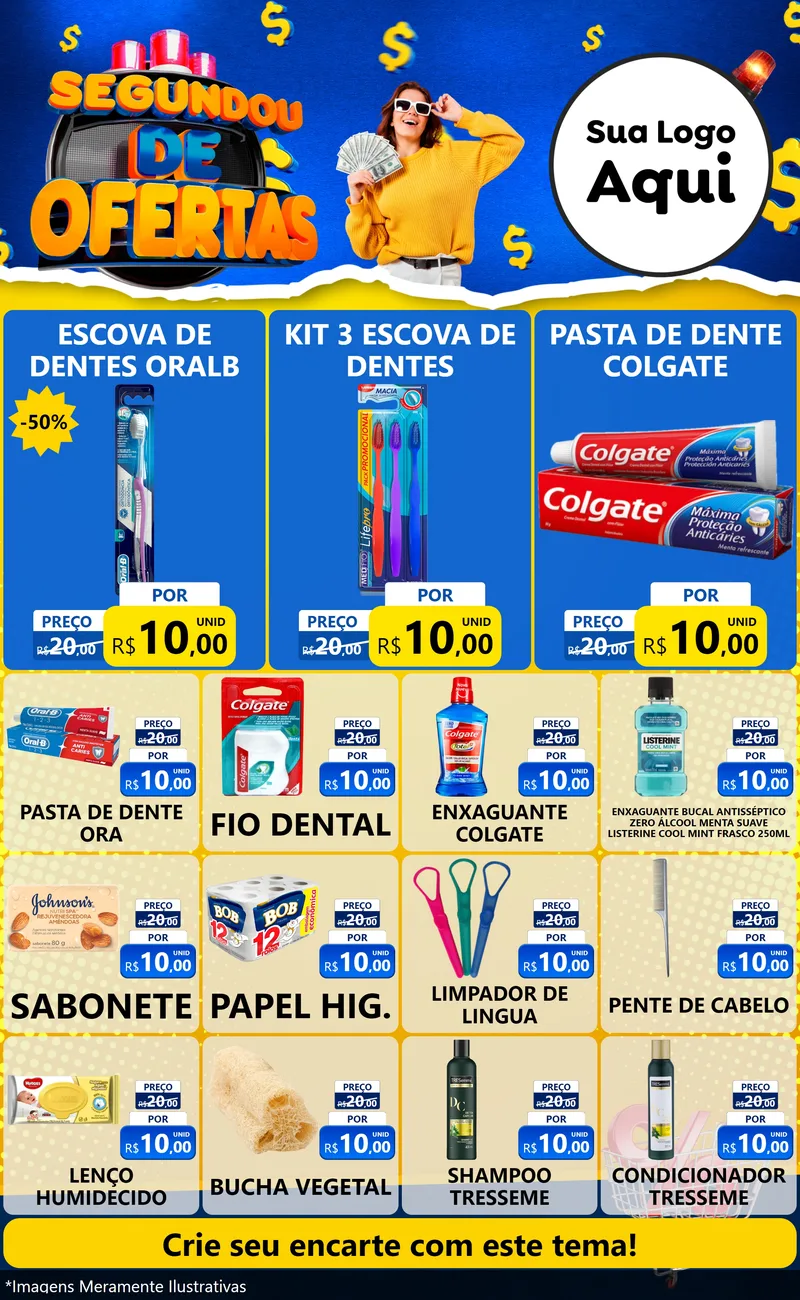 Modelo de Encarte para Encarte Grande com o tema Segundou de Ofertas para Higiene Pessoal