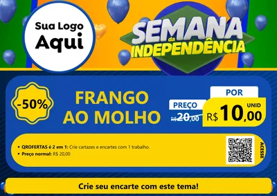 Modelo de Cartaz para Cartaz A4 Horizontal com o tema Semana da Independência para Restaurante