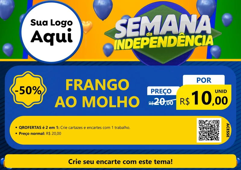 Modelo de Cartaz para Cartaz A4 Horizontal com o tema Semana da Independência para Restaurante