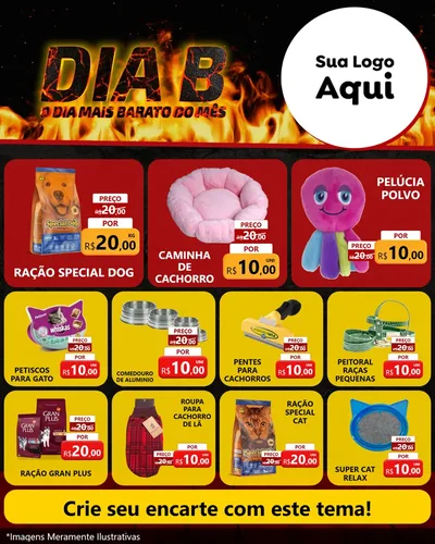 Modelo de Rede Social para Feed Instagram com o tema Dia B para Pet Shop