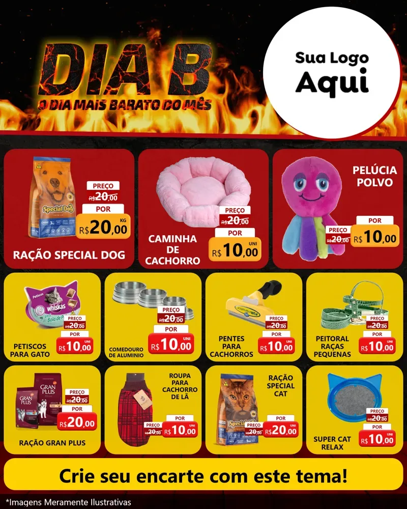 Modelo de Rede Social para Feed Instagram com o tema Dia B para Pet Shop