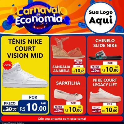 Modelo de Rede Social para Feed Facebook com o tema Carnaval da Economia para Calçados
