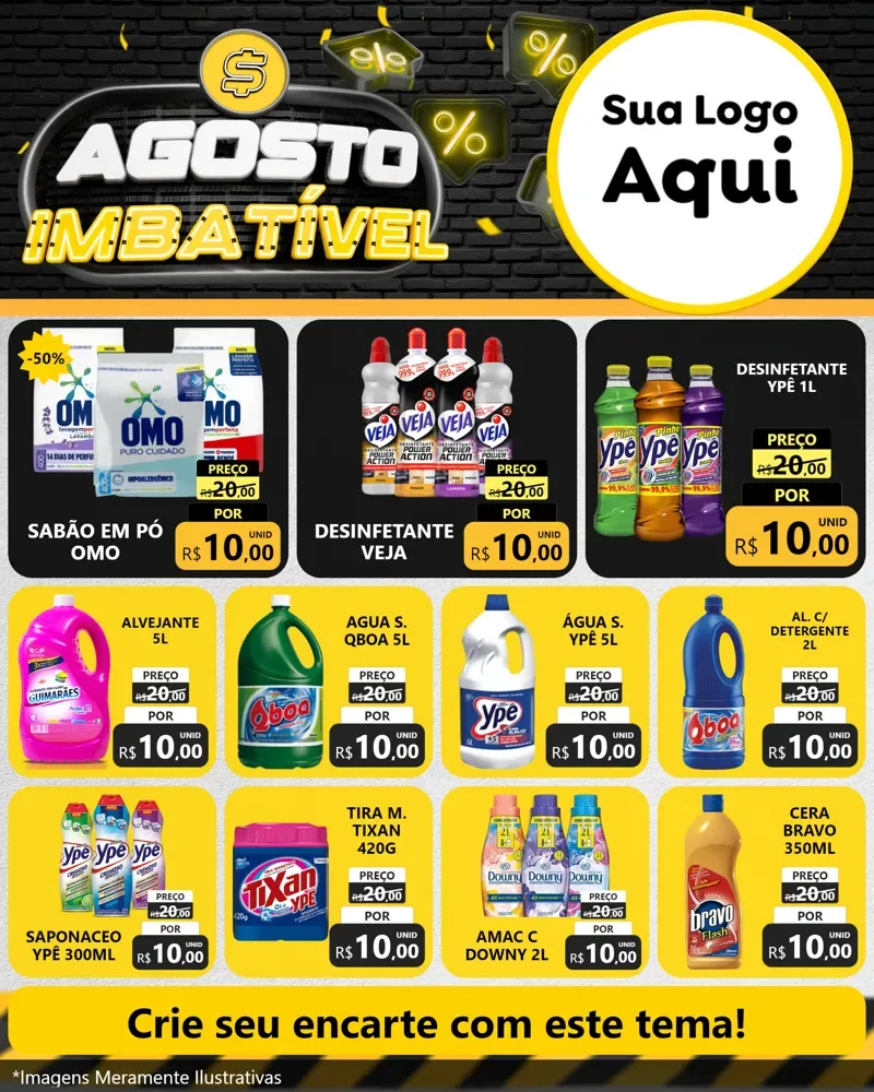 Modelo de Rede Social para Feed Instagram com o tema Agosto Imbatível para Produtos de Limpeza