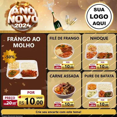Modelo de Rede Social para Feed Facebook com o tema Feliz Ano Novo 2027 para Restaurante