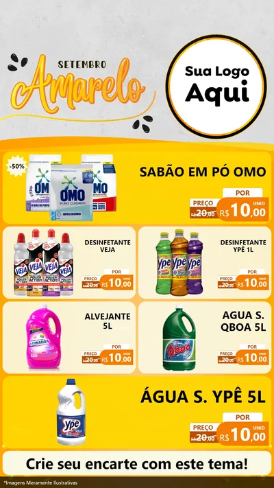 Modelo de TV para TV Vertical com o tema Setembro Amarelo para Produtos de Limpeza