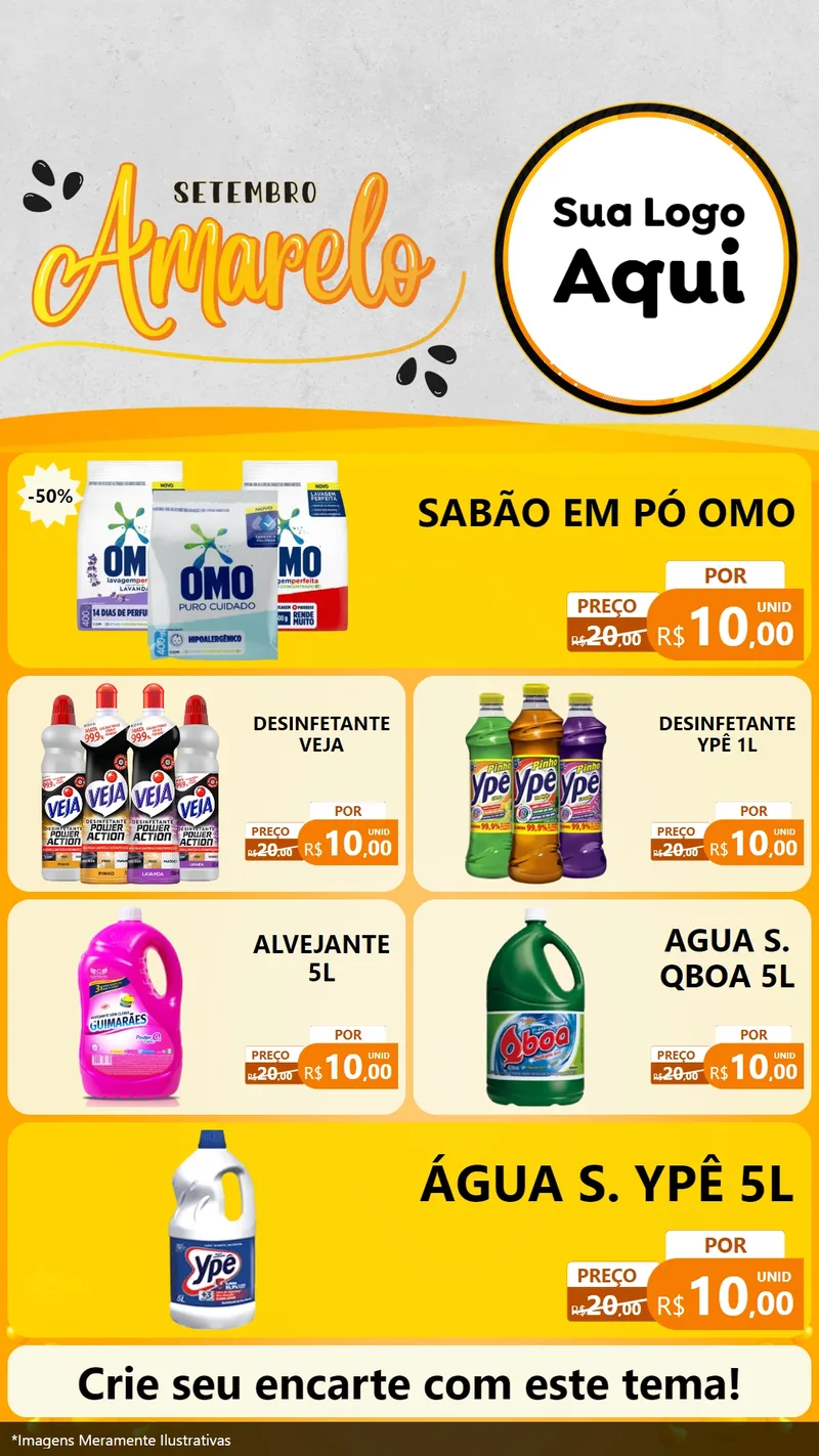 Modelo de TV para TV Vertical com o tema Setembro Amarelo para Produtos de Limpeza