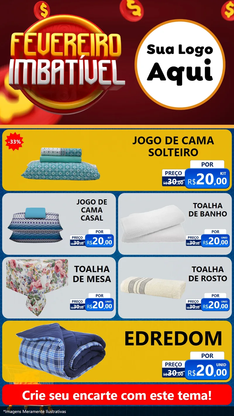 Modelo de TV para TV Vertical com o tema Fevereiro Imbatível para Cama, Mesa e Banho