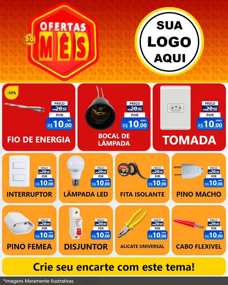 Modelo de Rede Social para Feed Instagram com o tema Ofertas do Mês para Materiais Elétricos
