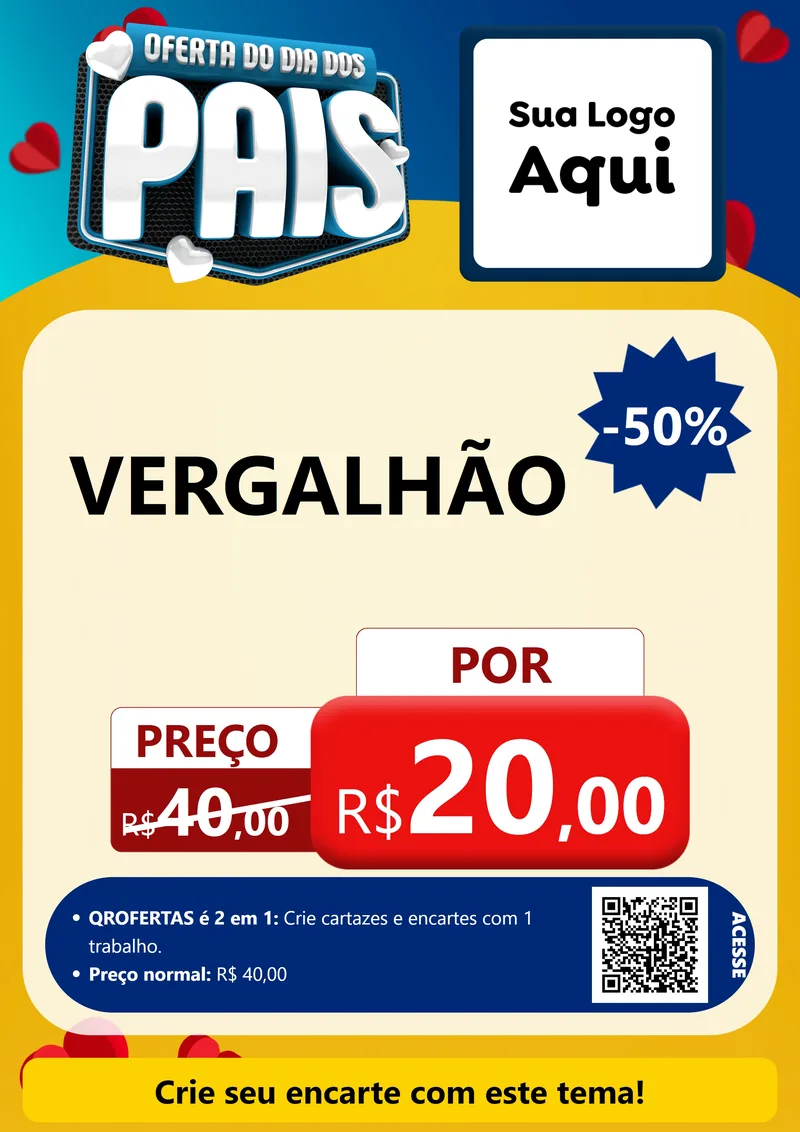 Modelo de Cartaz para Cartaz A4 Vertical com o tema Oferta Do Dia Dos Pais para Ferragens